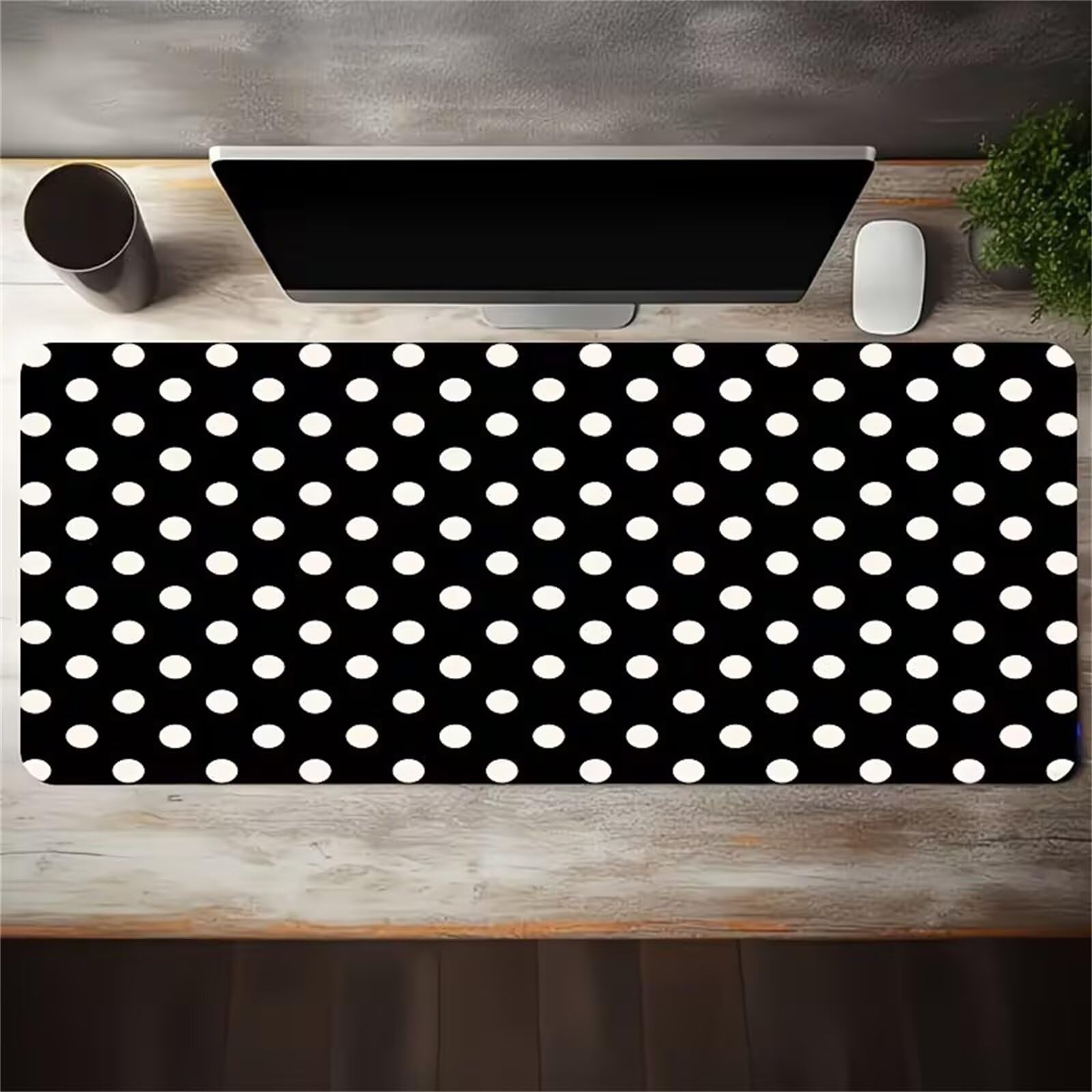 Tapis de Souris XXL 1000x500x2mm Cercles Blancs Grand Tapis de Souris Gaming,Base Anti-Dérapage et Surface Lisse,Améliore la Vitesse et la Précision pour Gamer,Cadeaux