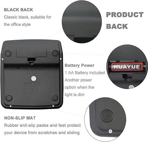 Miniatura 3 de Calculadoras BESTWYA Calculadora de escritorio portátil de 12 dígitos de doble potencia con pantalla LCD grande, botón sensible grande (negro,