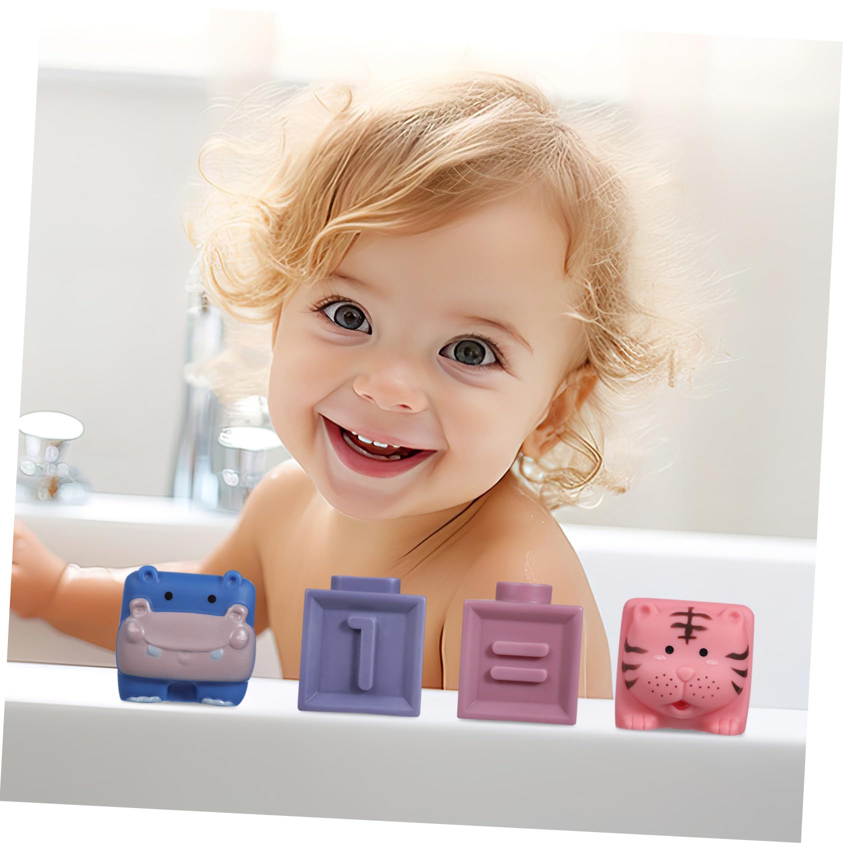 FRCOLOR 12 Piezas Juguetes de Bloques de Construcción Blandos para Bebés Bloques de Goma Suaves para Shower Incluye y Números Bolsa para Almacenamiento