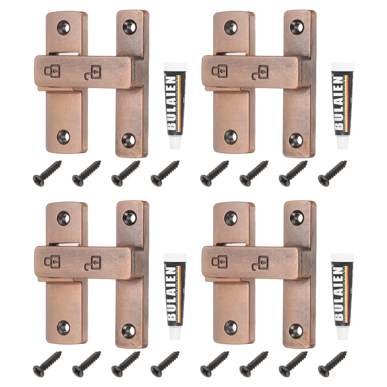 Loquet de porte coulissante 180 degrés rouge pour clôture en bois et garage