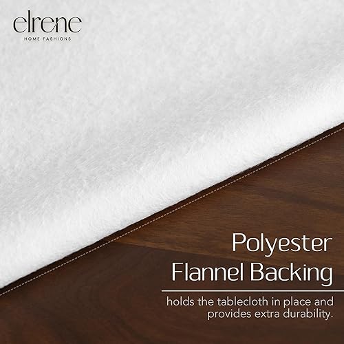 Miniatura 3 de Elrene Home Fashions Mantel de vinilo resistente al agua y a las manchas con reverso de franela, 60 x 84 pulgadas, ovalado