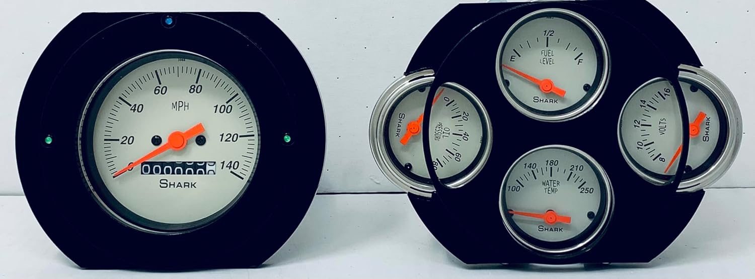 Compatible with 1951 1952 Ford Truck 5 Gauge Dash Cluster Rear Mount Panel Powder Coated Beige