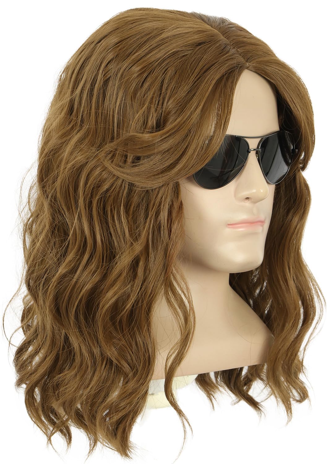 Yuehong Men Long Curly Wavy Brown Wig Film Anime Cospaly Costume Hair Heat Resistant Synthetic Fibers Soft Durable Breathable Wig - Image 2
