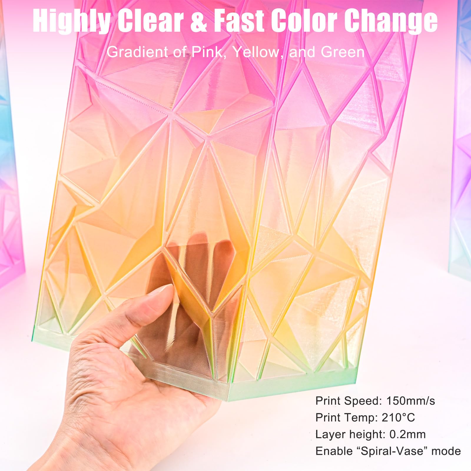 OVV3D Transparent Rainbow PLA Filament 1.75mm 200g X 4 Spools