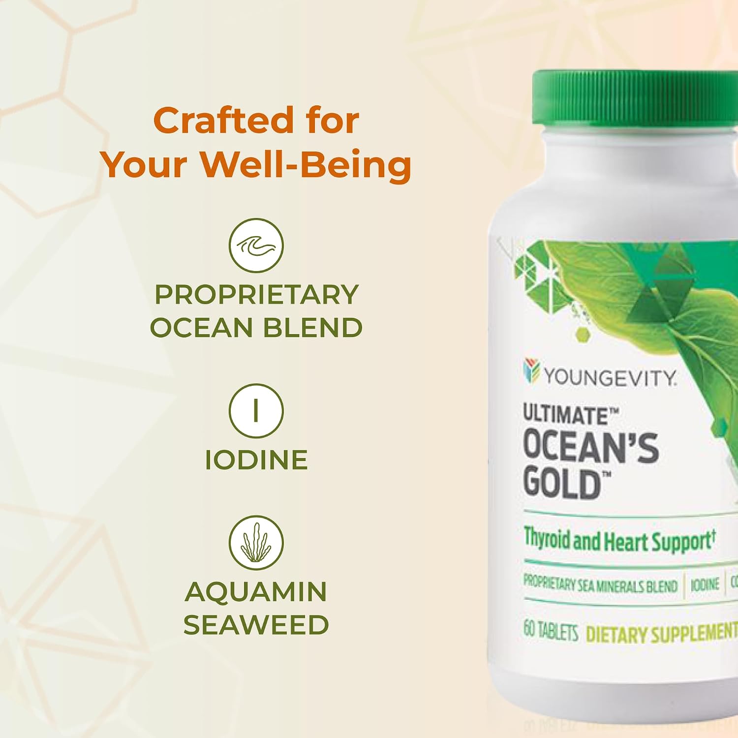 Youngevity Ultimate Ocean's Gold – Supports Thyroid Health, Heart Function, and Hormone Balance with Ocean-Derived Nutrients - 60 Tablets (Pack of 1)