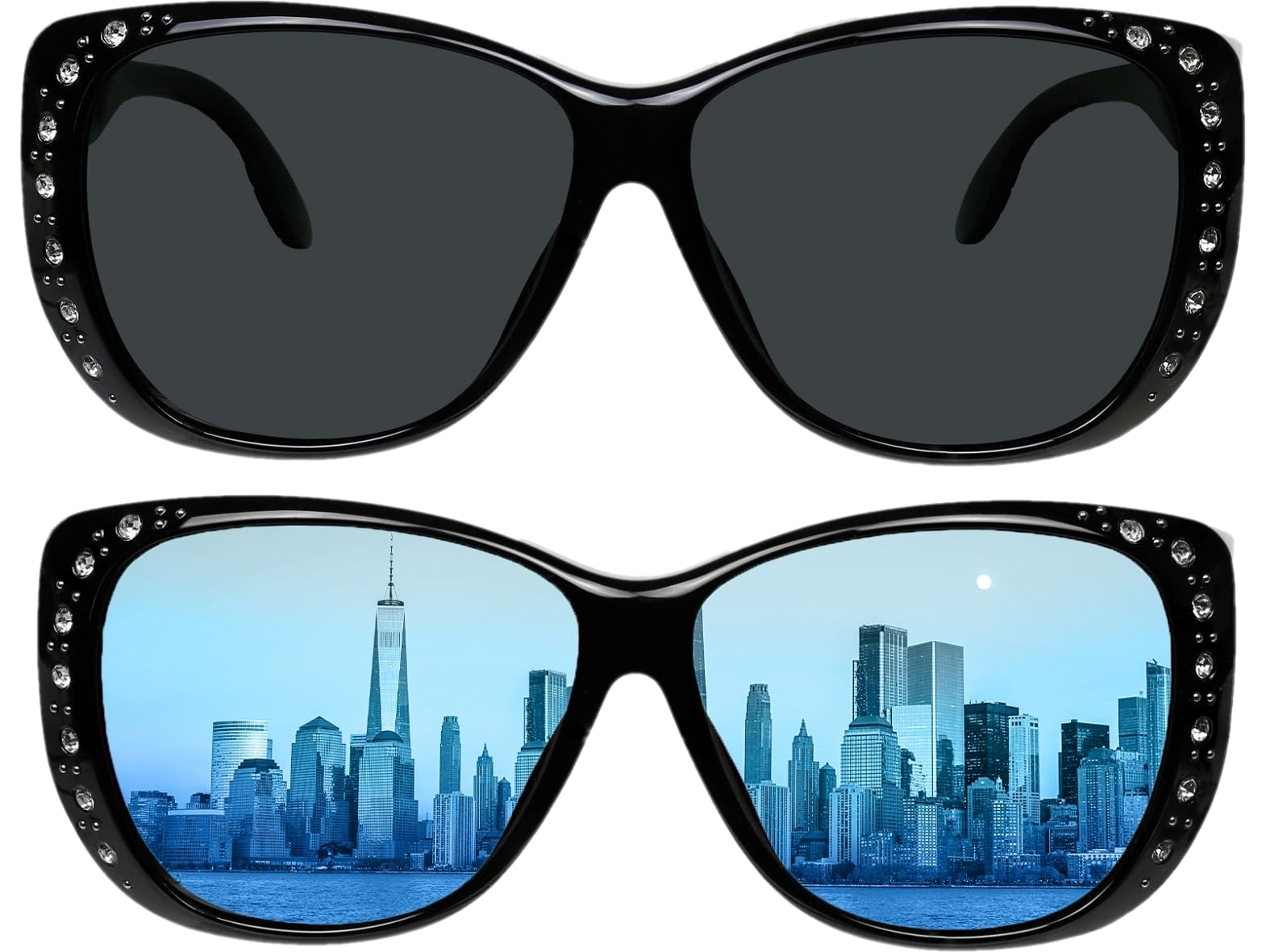 Yogo Vision Lunettes de soleil polarisées et à verres HD pour femme, compatibles avec les lunettes de vue. Protection UV.