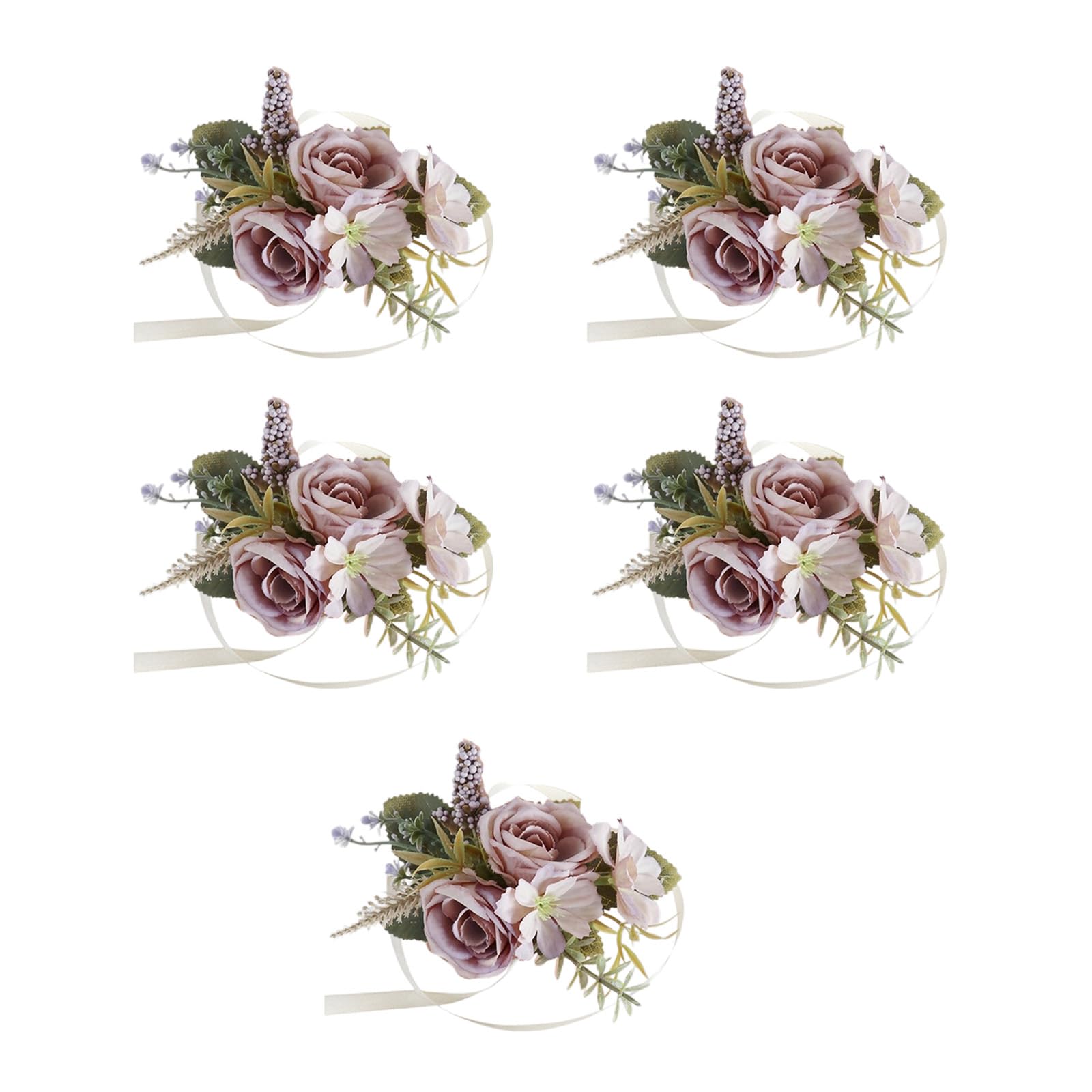 Tsophreniq 5Pcs Wedding Corsages Boutonniere Prom Boutonniere for Wedding Ceremony Anniversary, Rose Corsages for Bride and Groom, Artificial Flower Brooch