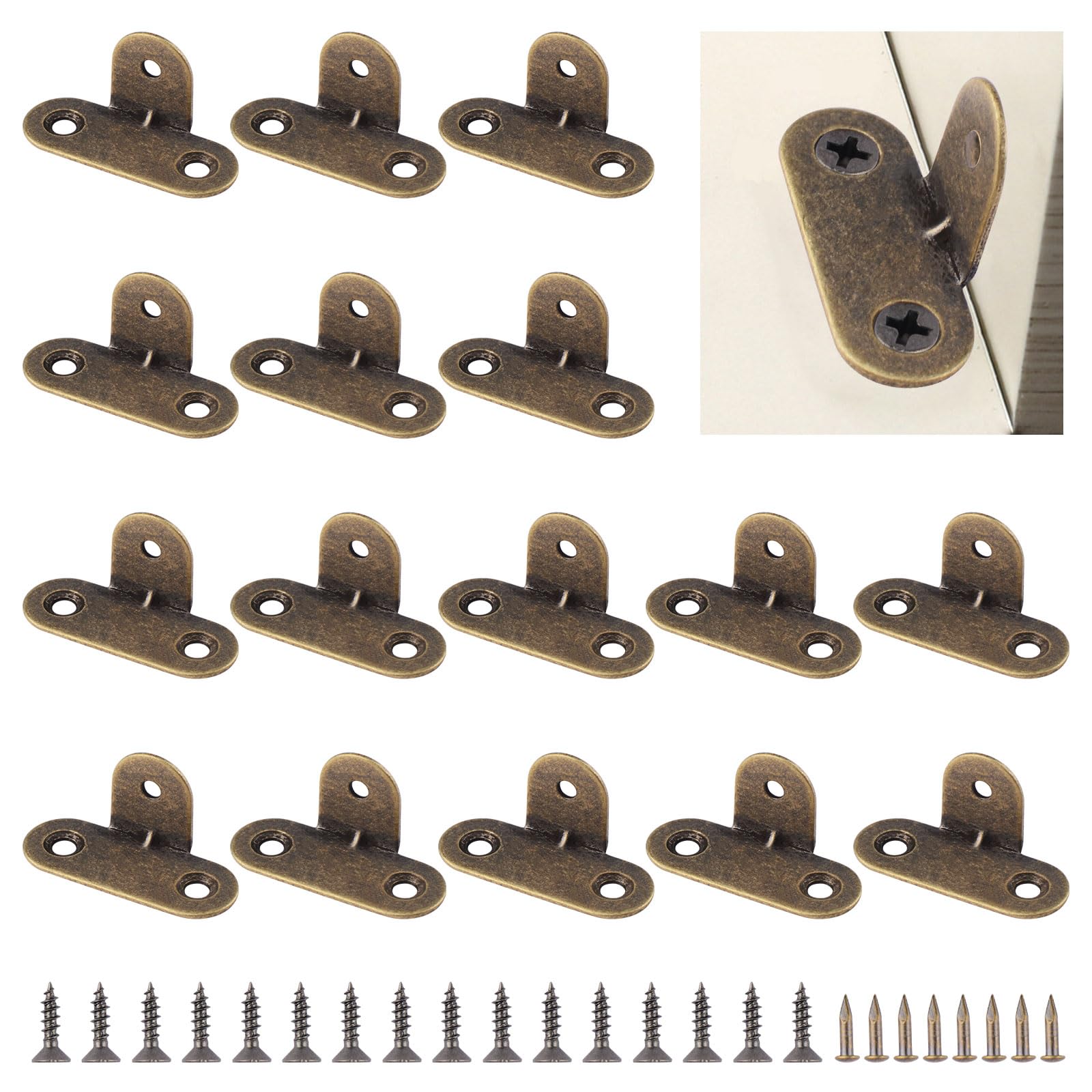 UFURMATE Corner Braces, 16Pcs Right Angle Brackets Corner Brace T-Shaped Brass Corner Fastener 90 Degree Joints Support Bracket with Screws (Bronze)