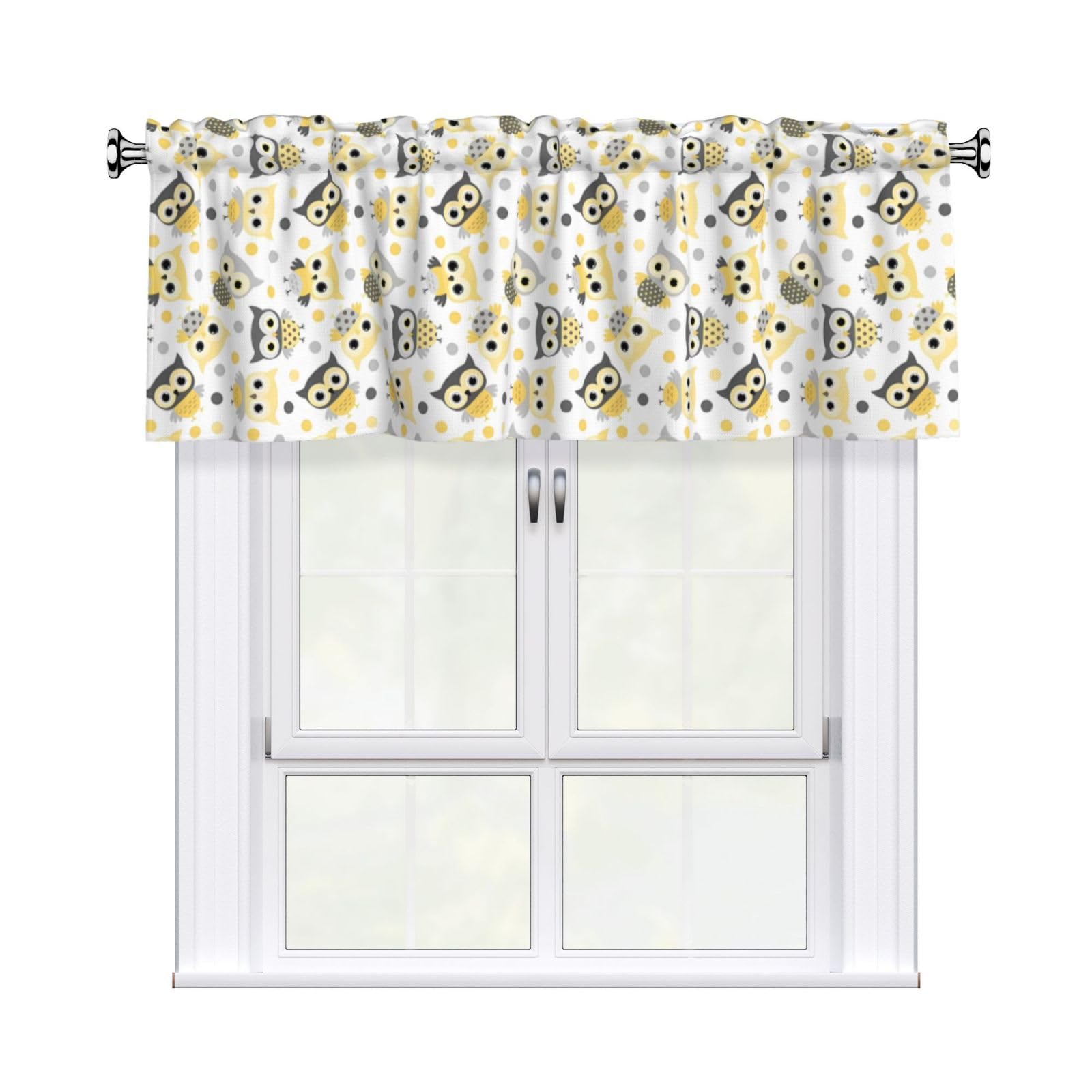 YYHHAOFA Animal Cartoon Owls Cute Prints Durable Kitchen Window Layer – 54x18 Inch 100% Polyester Valance with Precision Construction