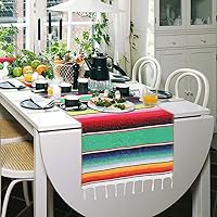 Vista 25 de Table Runner Mexican Handwoven Cotton Serape for Party Wedding and Home Decorations,14x108Inch, Long (1, 14x108/Purple)