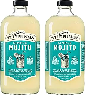 Stirrings 2 Pack Mojito Cocktail Mix 750ml Bottles - Real Juice No Preservatives - 90 Calories - Drink Mixer