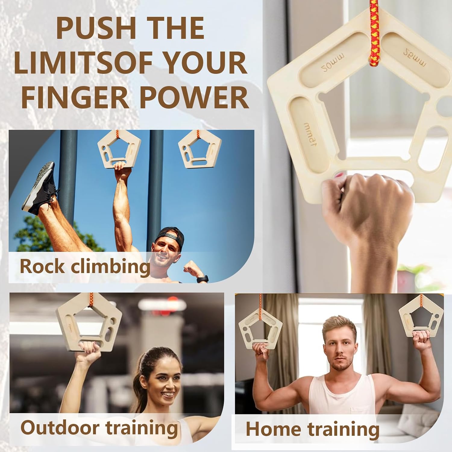 HRVEOCEI Climbing Hangboard for Rock Climbing Training – Wooden Fingerboard with Multi-Grip Design – Strengthen Fingers & Grip – Easy Mount for Home & Gym