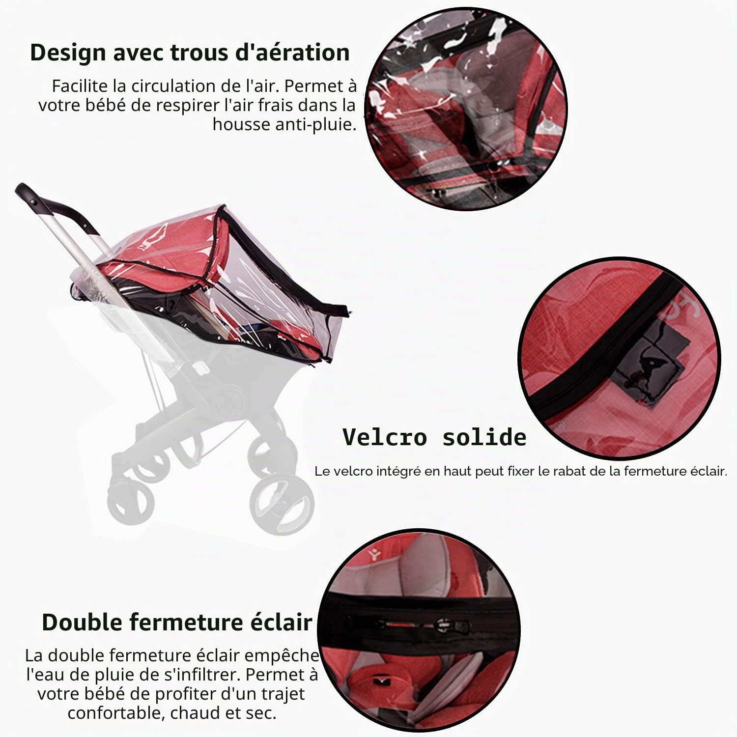 Housse de pluie pour siège auto compatible avec Doona, Poussette Protection contre la pluie fit Doona, EVA Bébé protection contre les intempéries fit Doona, Accessoire de siège de voiture ventilé