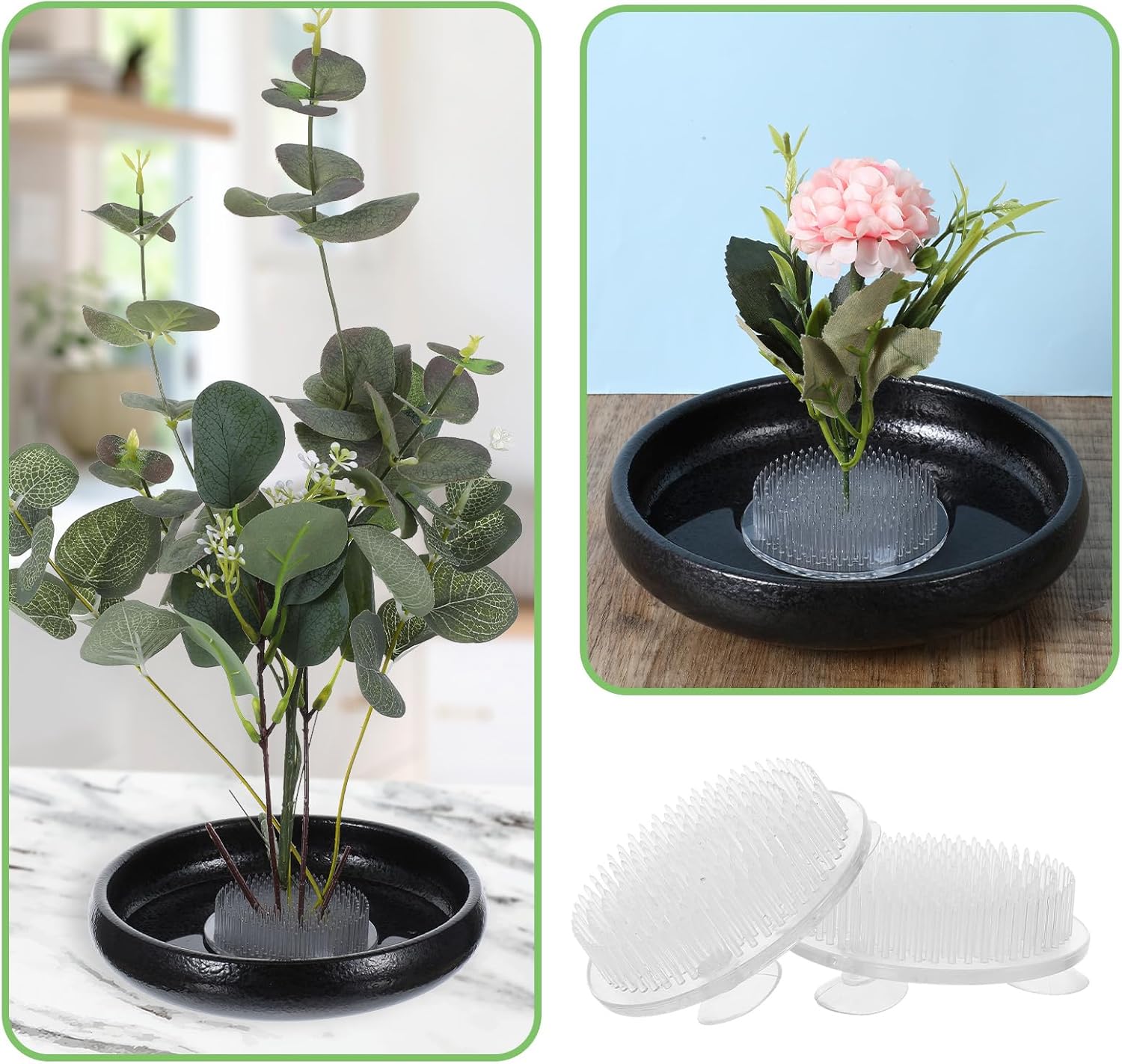 24 Pcs Plastic Flower Frogs for Arrangements Vase, Frog Flower Holder with Pins, Floral Frogs for Arrangements, Transparent Pin Frog for Flowers, for Wedding/Party Decor(2.75" Diameter)