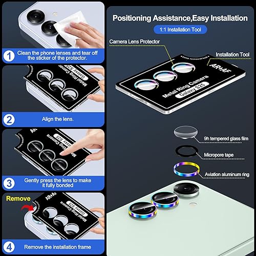Vista 21 de para Samsung Galaxy Z Flip 7 Protector de Lente de Cámara, Cubierta de Lente de Vidrio Templado con Anillo de Metal Individual, [Fuerte Adhesión] 1