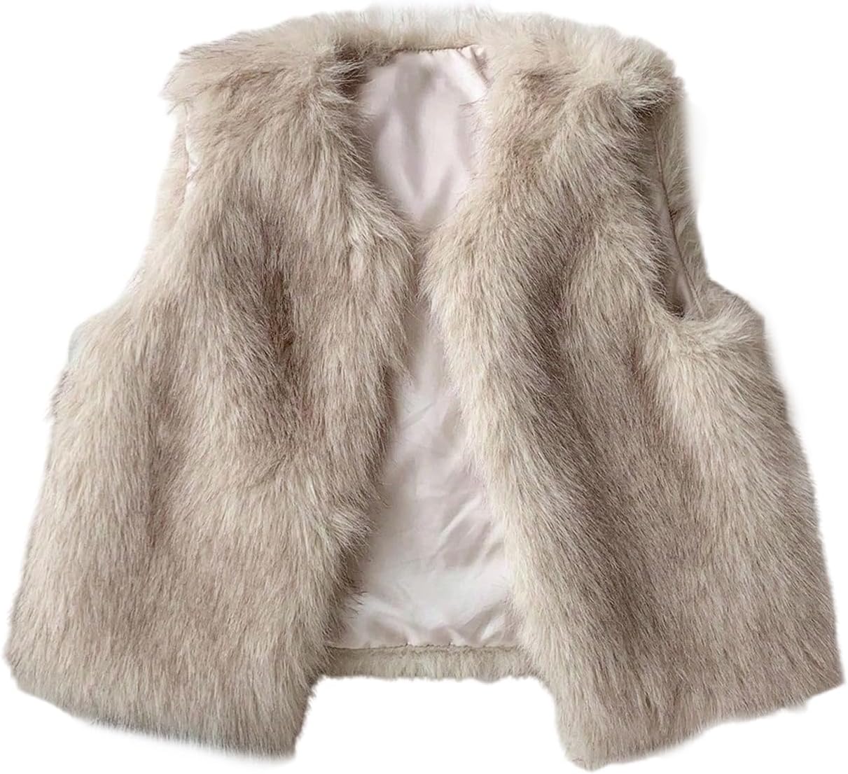 MakeMeChic Women's Faux Fur Vest Tops Fuzzy Sleeveless Fur Jacket Coat Outerwear