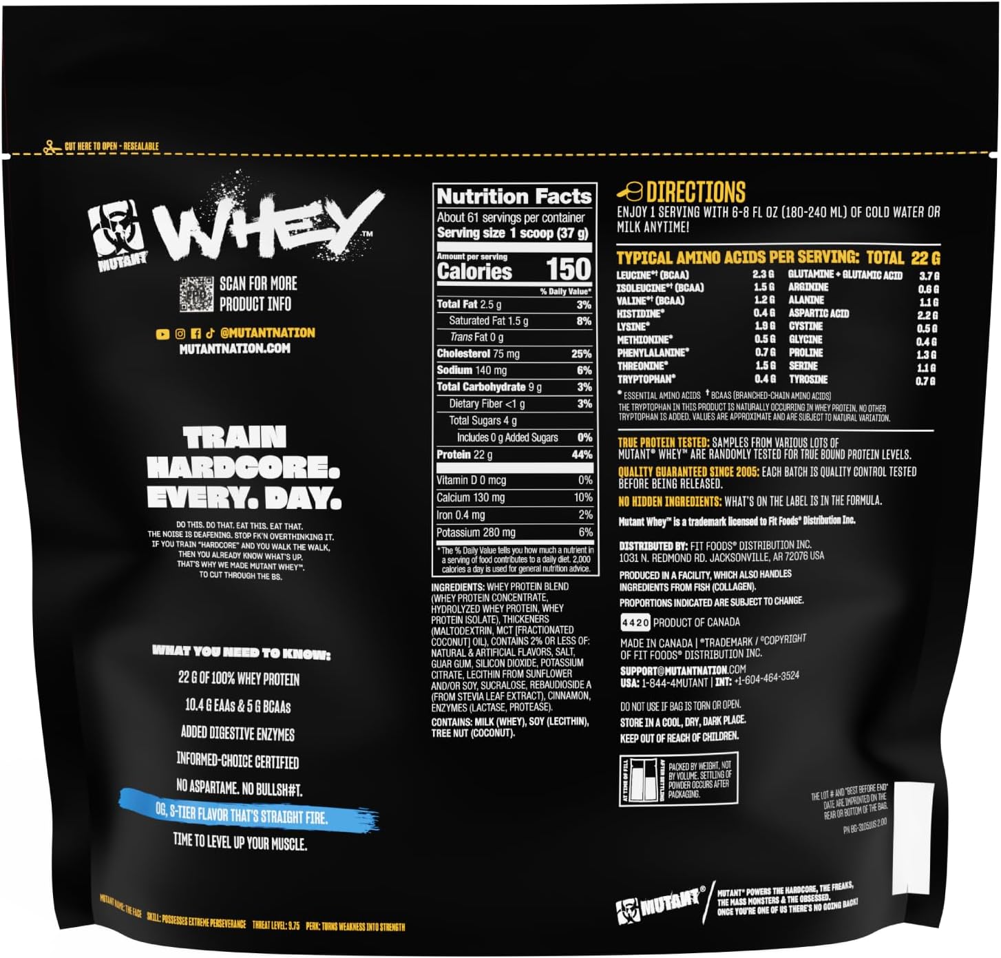 Mutant Whey – 100% Whey Protein Powder Shake, Gourmet Taste, 22g of Protein, Fast Absorbing, Easy Digesting, 5lbs - Vanilla Ice Cream