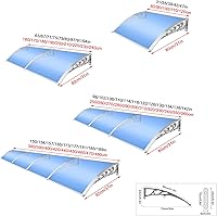 Vista 10 de Toldo azul moderno para ventana de patio, protección contra la lluvia y la nieve, refugio silencioso de policarbonato para jardín, porche, puerta
