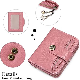 SENDEFN Women's Small Wallet, Women's Genuine Leather, with Coin Compartment, Small Zip, Wallet, Card Holder with RFID Blocker