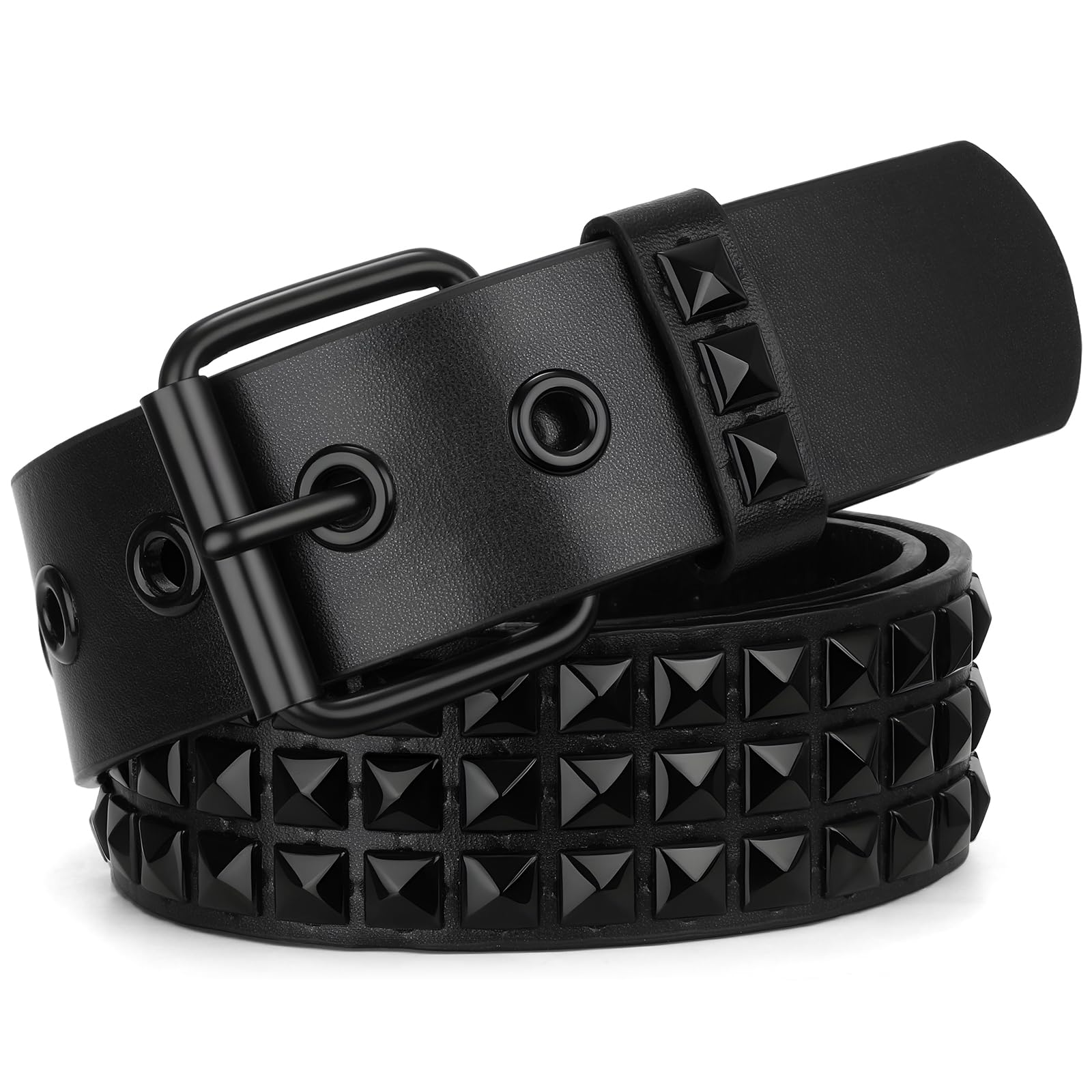 WHIPPY Nietengürtel Leder Metall Punk Rock Nietengürtel für Damen/Herren Punk-Ledergürtel Gotischer Gürtel Zubehör für Jeanshosen