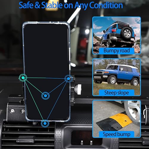 Miniatura 3 de Soporte para teléfono de automóvil compatible con Toyota FJ Cruiser 2007-2021, consola central de automóvil, manos libres, rejillas de ventilación,