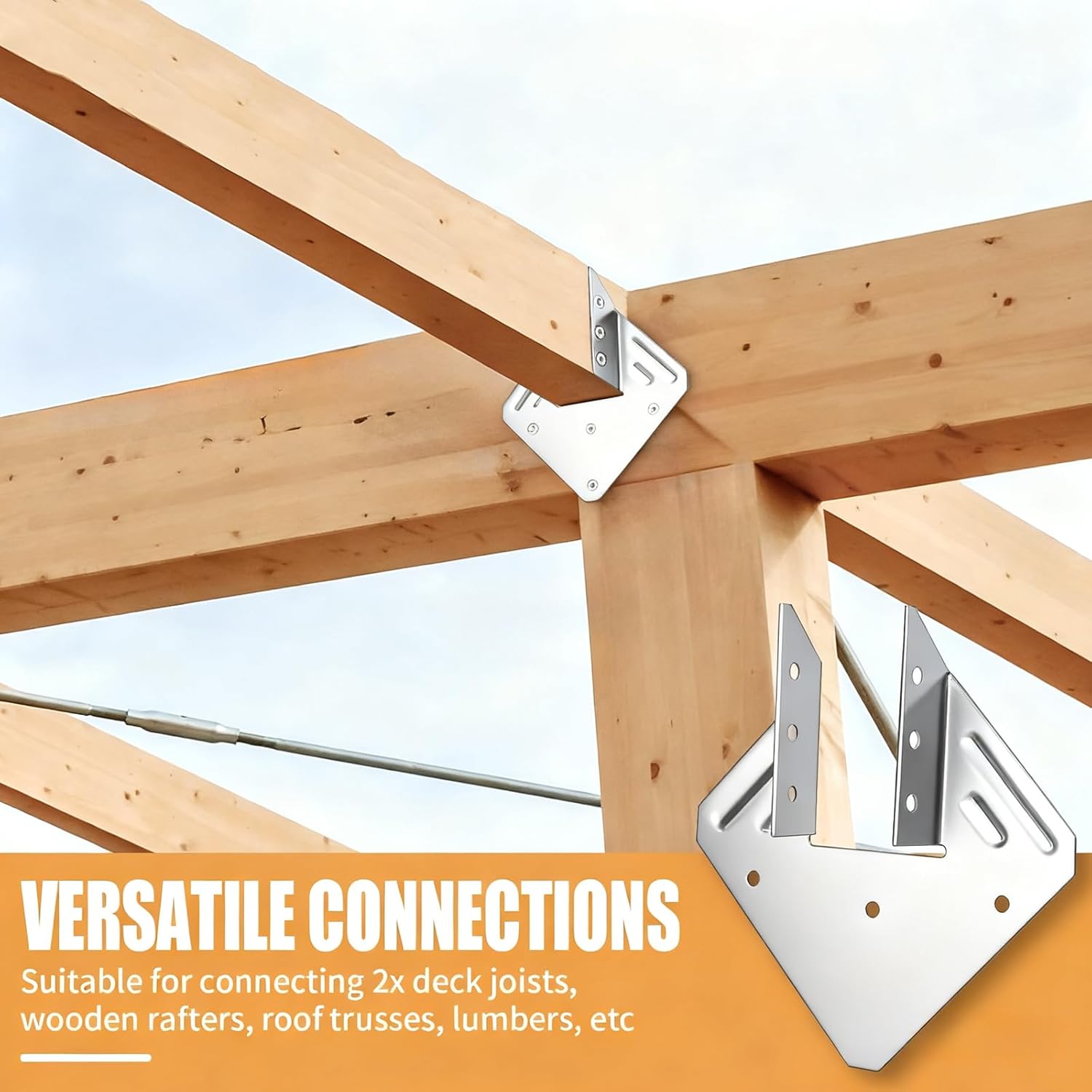 Hurricane Ties for Rafter 24 Pack 16-Gauge Hurricane Straps Brackets Hot Dip Galvanized Powder Coating Hurricane Clips Joist Hangers for 2X Deck Joists (Silver, 24 Pack)