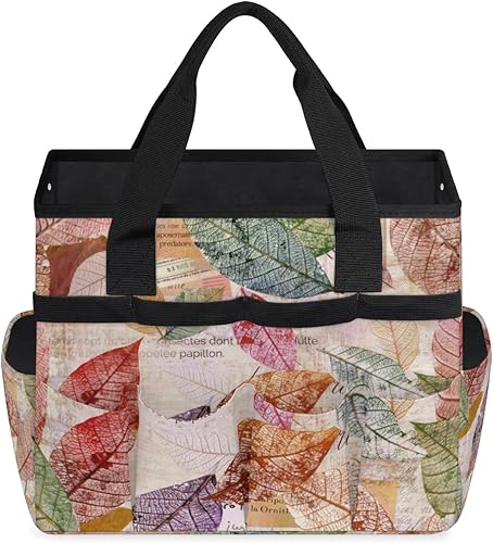 Miniatura 2 de Abstract Fall Leaves Garden Tool Tote Bag for Women Men Gardening Tool Storage Bags with 10 Pockets Standable Garden Home Tool Kits Organizer for
