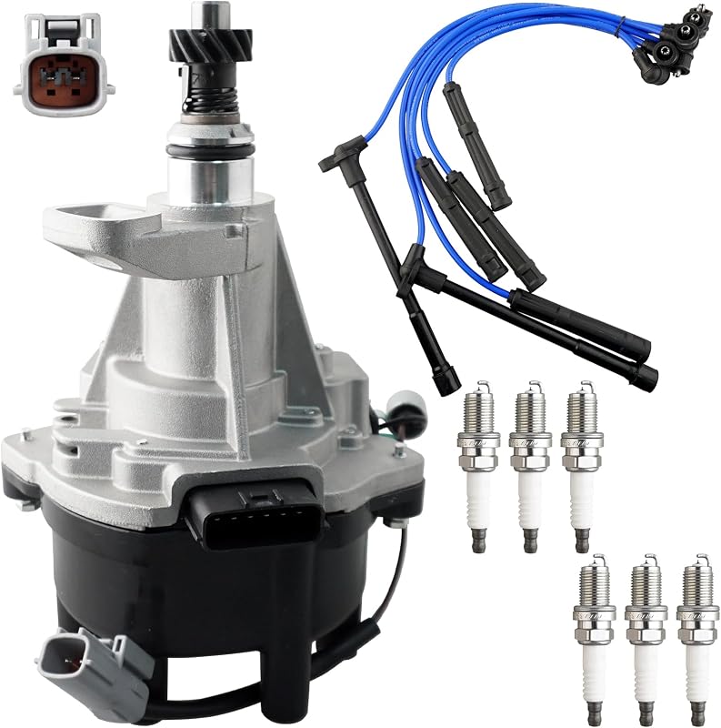Distribuidor de ignição com tampa, rotor, velas de irídio e cabos MOAUTO para Nissan e INFINITI 3.3L V6 – Kit com 13 peças