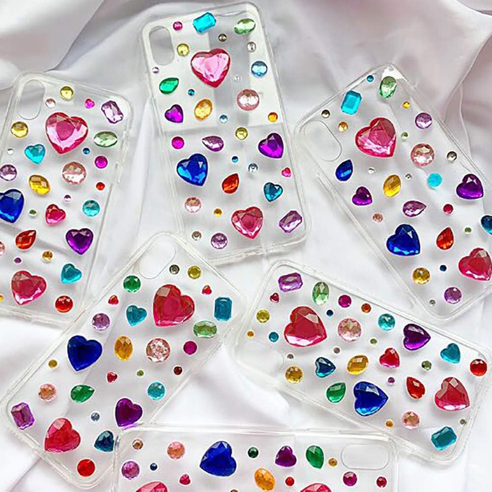 Elwish 365pcs Round Jewels Stickers Gem Stickers Rhinestone for Crafts Sticker Gems Self Adhesive Bling Jewels, multicolored