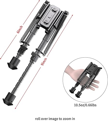 Miniatura 6 de Bípode de 6-9 pulgadas con adaptador para riel Picatinny y M-Rail Bipod