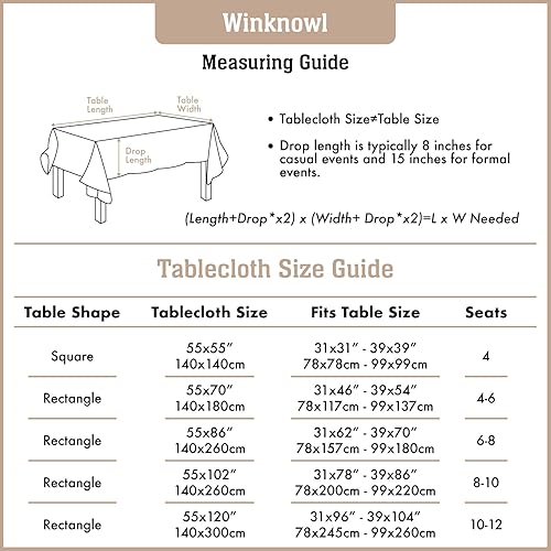 Miniatura 6 de Winknowl Mantel rústico, tela de lino de algodón sin arrugas, lavable, pequeño rectangular, decoración para cocina, comedor, fiesta para 4 a 6