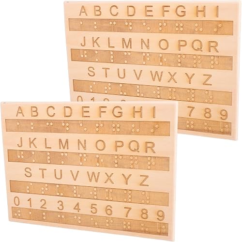 XIHIRCD 2pcs Planches l'Alphabet Braille, Planches Braille Bois avec Points Lett