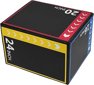 OLIXIS 3-in-1 Plyometric Jump Box, Jumps for Home Gym, Non-Slip Multi-Use Cushioned Plyo Box for Conditioning, Strength Training 24 x 20 x 16 Inch, Multi-Color