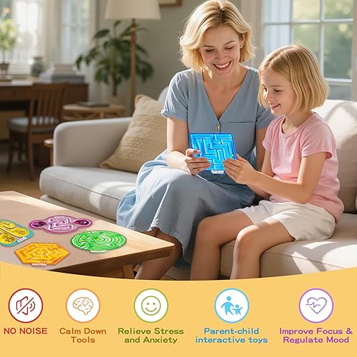 Miniatura 4 de Juguetes sensoriales para ansiedad para niños, paquete de 5 juguetes sensoriales de laberinto para aliviar la ansiedad y el estrés, suministros de