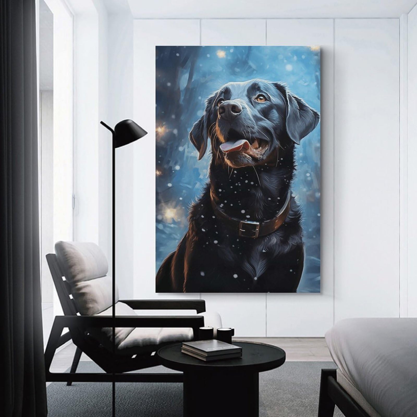 Junmoney Unframe-Style-1 Winter Wonderland Dog Wall Decor Canvas Print, 20X30inch(50X75cm), For Flats, Guest Rooms Or Compact Rooms, A Simple Refresh For Blank Walls