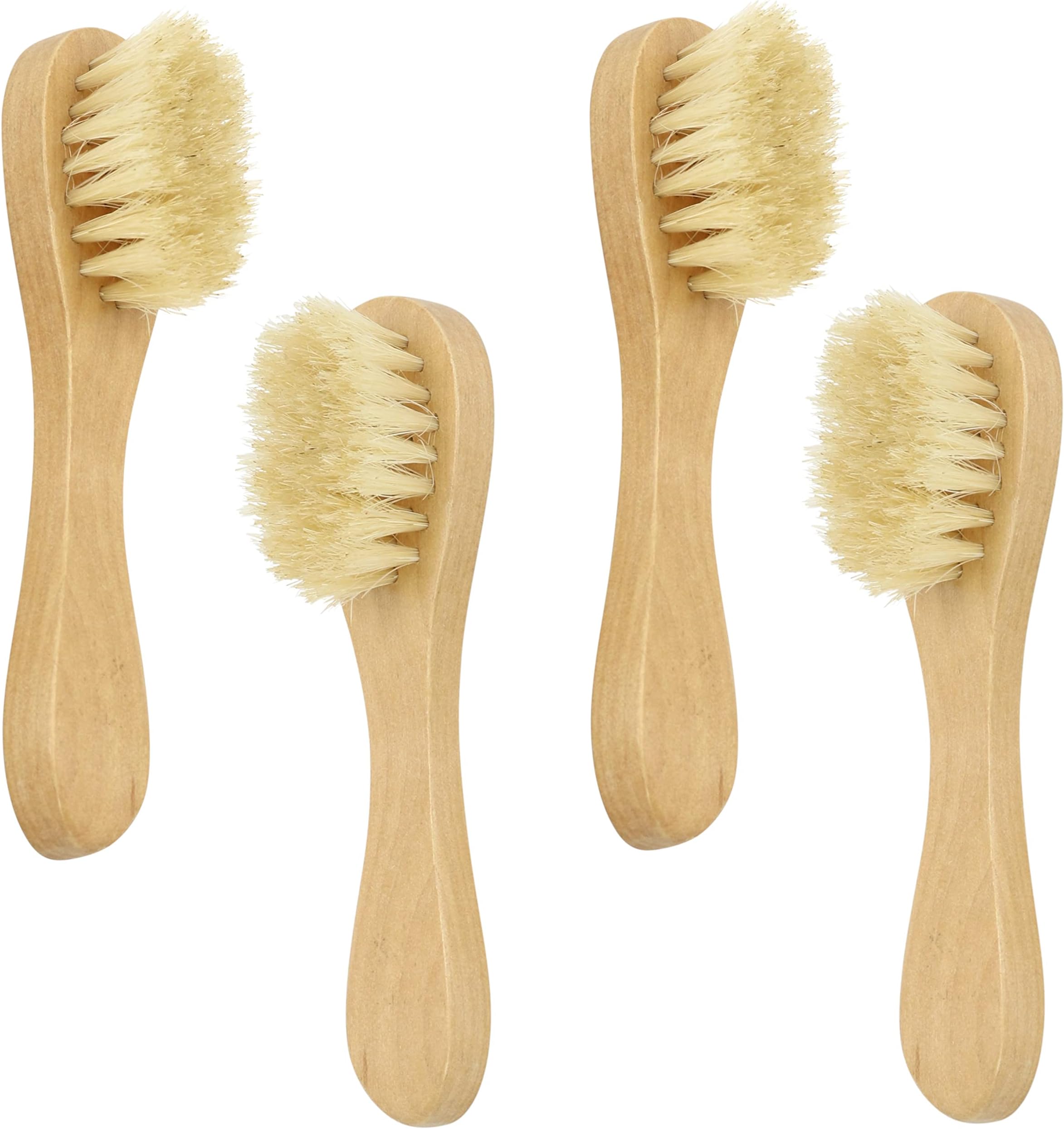 Simple Pampering Cleansing Exfoliating Wood Handle Facial Brush, 4-Pack