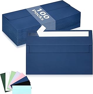 100 Pack #10 Business Envelopes, Navy Blue Standard Envelopes Self Seal, Letter Size Mailing Envelopes for Checks Letters Invoices Statements Birthday Graduation Wedding,4 1/8 x 9 1/2 Inch