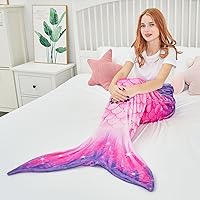Vista 6 de WERNNSAI Manta de Cola de Sirena - Mantas Vestibles de Sirena para Adultos, Mujeres, Niñas, Todas las Estaciones, de Franela Suave, Bolsas de Dormir