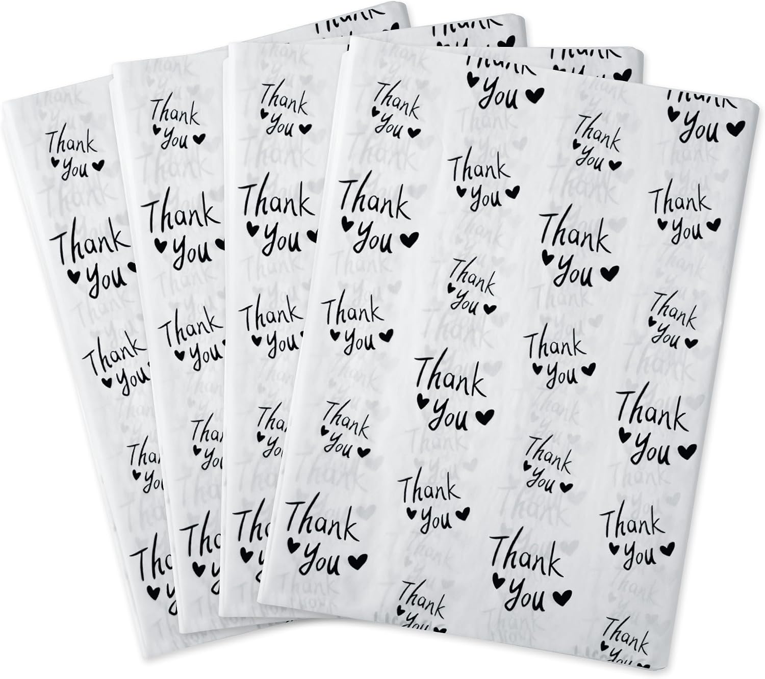 MR FIVE 100 Sheets Black Thank You Tissue Paper Bulk, 20" x 14", Black & White Thank You Tissue Paper for Packaging, Gift Bags, Graduation, Birthday, Thanksgiving