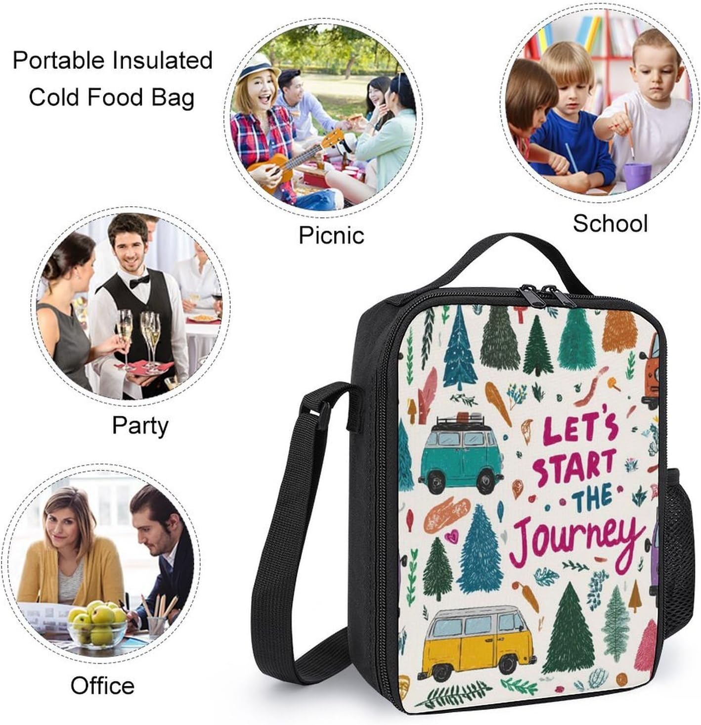 Let's Start The Journey Fashion Backpack Set 3 in 1 Insulated Lunch Bag image 5
