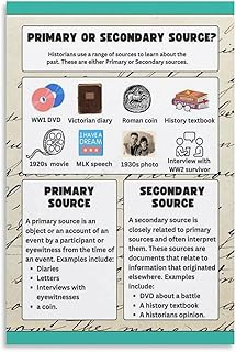 Primary And Secondary Sources Poster Study Skills Wall (8) Canvas Painting for Living Room Bedroom Decor 08x12inch(20x30cm) Unframe-style