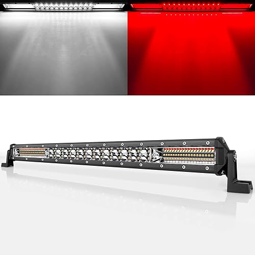 Barra de luz LED de 20 pulgadas, luz estroboscópica blanca y roja, 4 x 4, luz de marcha atrás, antiniebla, para remolque, camioneta, ATV, coche,