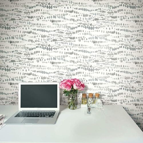 Miniatura 9 de RoomMates RMK11759RL Gray and White Dotted Line Peel and Stick Wallpaper