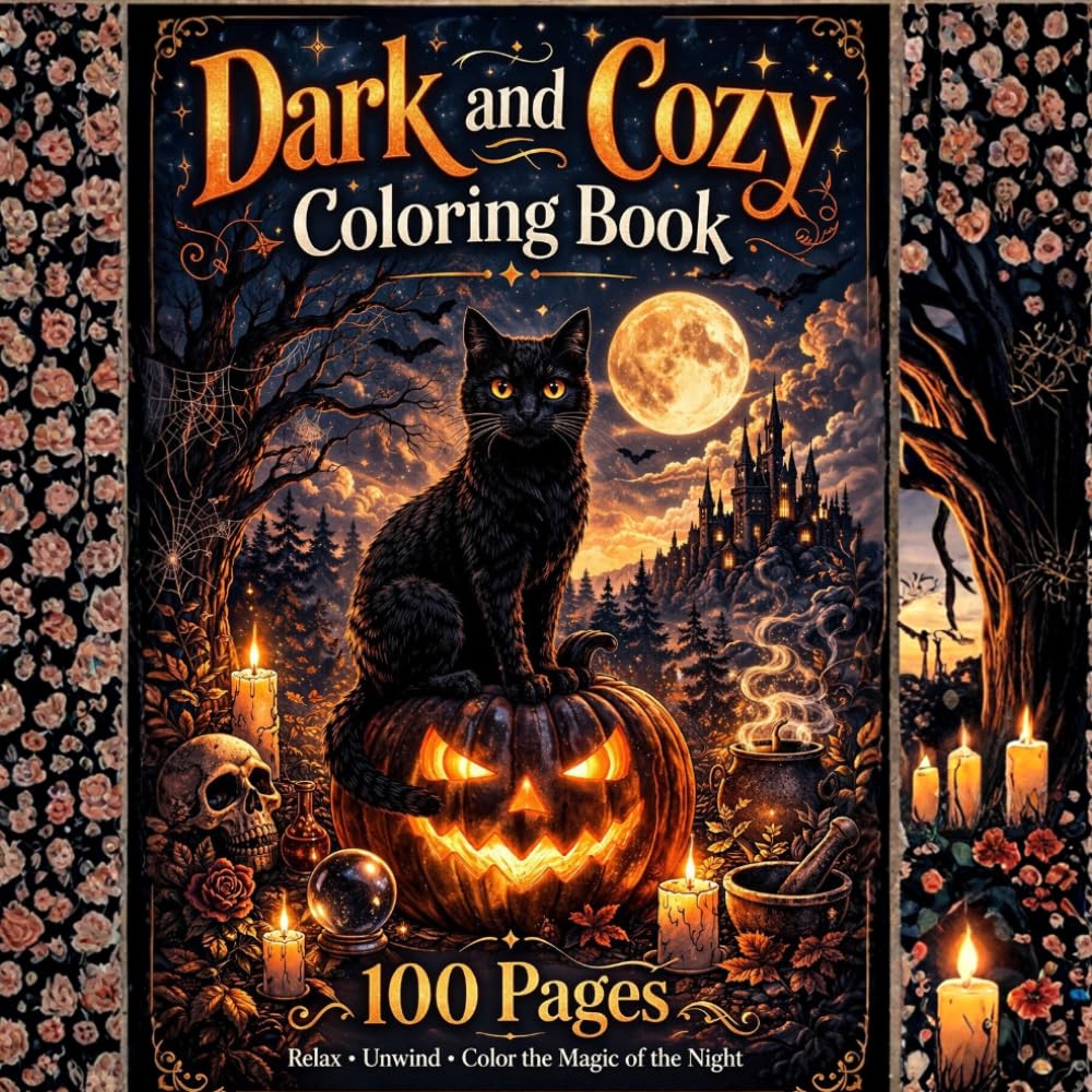 Dark and Cozy Colouring Book: 100 Pages to Relax, Unwind & Colour the Magic Away - Spooky, Witchy &Comforting Scenes for Stress Relief: 100 Pages to ... Away - Cozy Spooky Scenes for Stress Relief