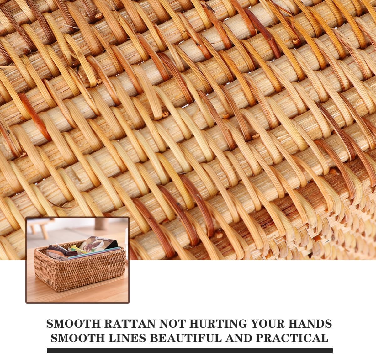 TOYANDONA Mini Rattan Woven Storage Basket for Home Office Sundries image 3