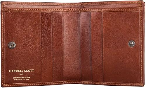 Vista 2 de Maxwell Scott Mens Luxury Leather Bifold Wallet with Coin Pocket The Rocca Classic Small Pocketbook Cards Holder Tan Brown
