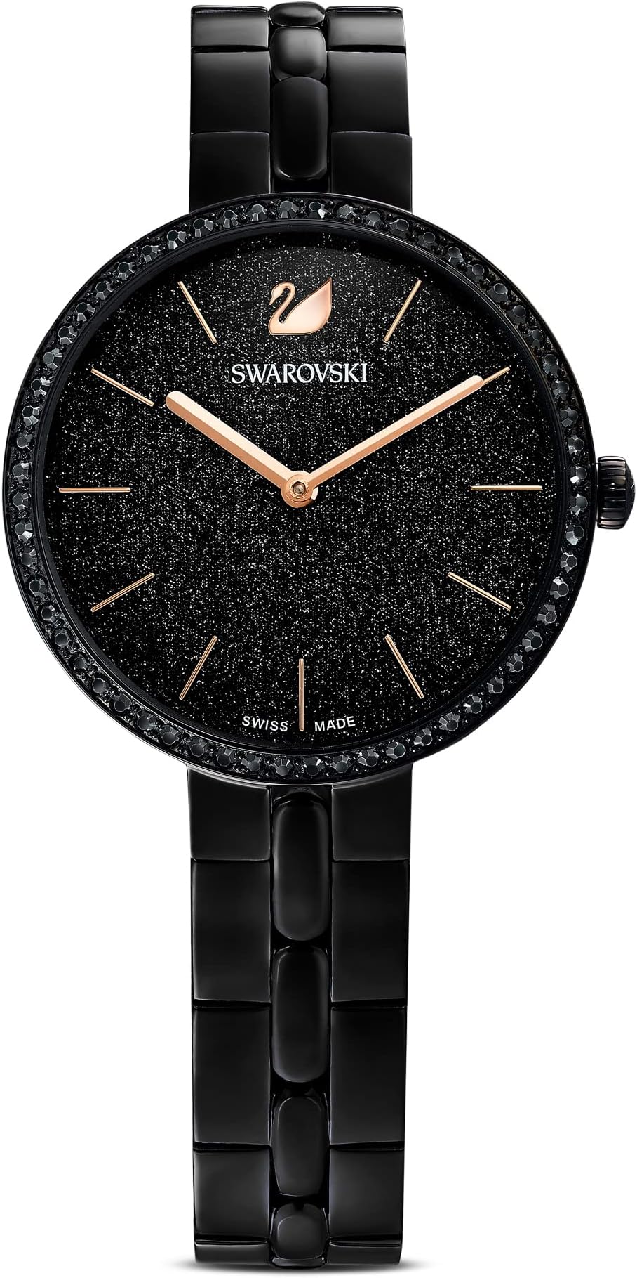 SwarovskiCosmopolitan Watch, Swiss Made, Metal Bracelet, Black, Black Finish