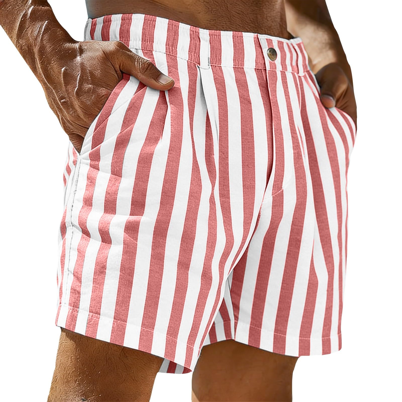 Short de golf en lin plissé premium CHUNOTU léger rayé - 4