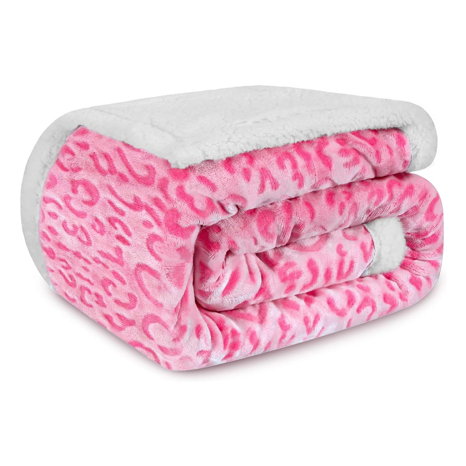 Zltegako Pink Sharpa Fleece Throw Blanket For Couch Fuzzy 3D Cheetah Blanket Thick Warm Reversible Cozy Comfy Super Soft Leopard Blanket For Bed Sofa 490Gsm - Leopard,50X60in