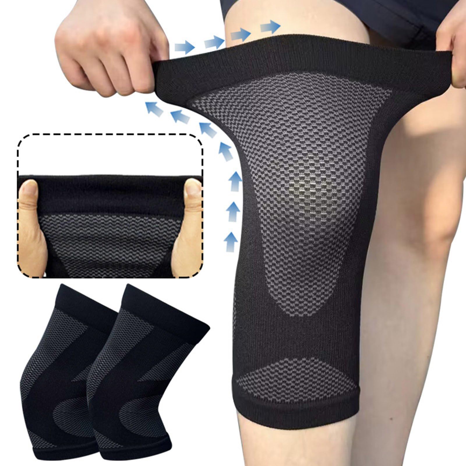 RSHuiOUXX 1Pair of Knee Sleeve for Running Weightlifting Breathable Stretchy Knee Brace Unisex Tennis Knee